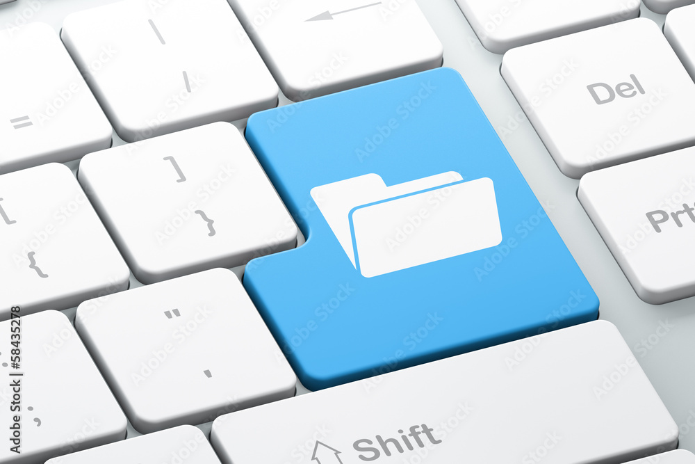 Aufkleber business concept: folder on computer keyboard background