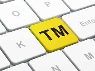 Law concept: Trademark on computer keyboard background