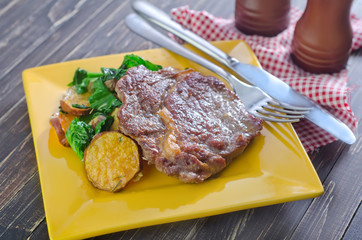 steak on plate