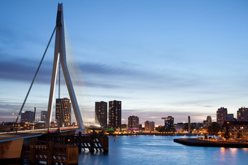 Cityscape of Rotterdam in the Evening