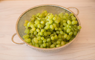 Green grapes in healthy eating concept