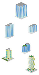 Isometric City Apartment Buildings Pack