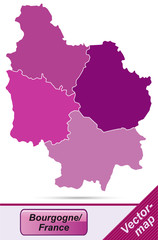 Grenzkarte von Burgund mit Grenzen in Violett