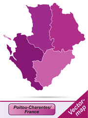 Poitou-Charentes mit Grenzen in Violett