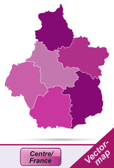 Grenzkarte von Centre mit Grenzen in Violett