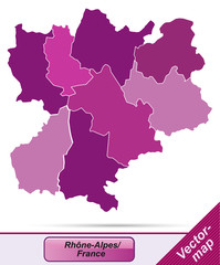 Grenzkarte von Rhrône-Alpes mit Grenzen in Violett