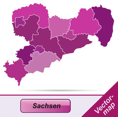 Grenzkarte von Sachsen mit Grenzen in Violett
