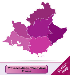 Provence-Alpes-Côte-d-Azur mit Grenzen in Violett