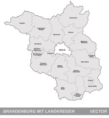 Inselkarte von Brandenburg mit Grenzen in Grau