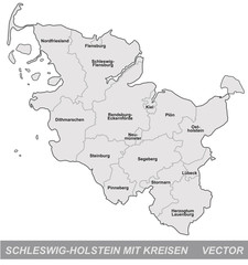 Schleswig-Holstein mit Grenzen in Grau