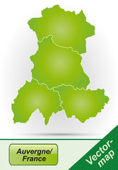 Grenzkarte von Auvergne mit Grenzen in Grün