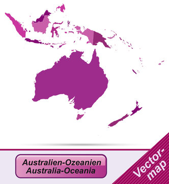 Australien-Ozeanien mit Grenzen in Violett