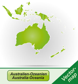 Australien-Ozeanien mit Grenzen in Grün