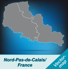 Obraz premium Nord-Pas-de-Calais mit Grenzen in leuchtend grau