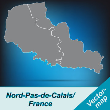 Nord-Pas-de-Calais mit Grenzen in leuchtend grau