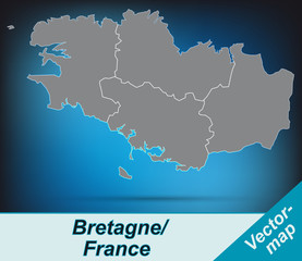 Bretagne mit Grenzen in leuchtend grau