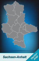 Sachsen-Anhalt mit Grenzen in leuchtend grau