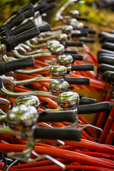 Detail of Bike Handlebars and Bicycle Bells