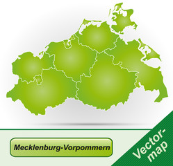 Mecklenburg-Vorpommern mit Grenzen in Grün