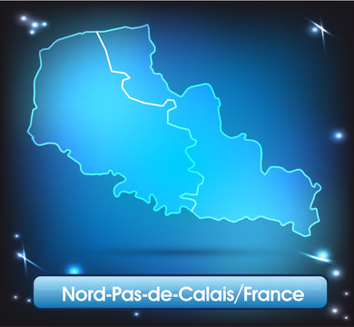 Nord-Pas-de-Calais mit Grenzen in leuchtend einfa