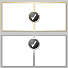 silver and golden text boxes with check box
