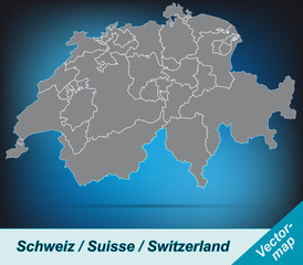 Schweiz mit Grenzen in leuchtend grau