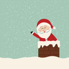 santa wave in chimney snow background