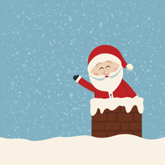 santa wave in chimney snow background