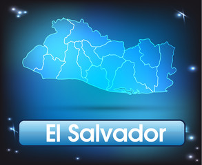 El-Salvador mit Grenzen in leuchtend einfarbig