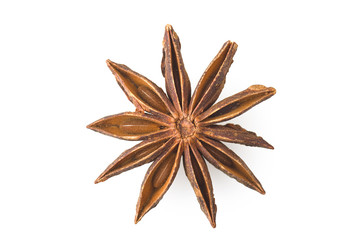 Star anise close up on the white