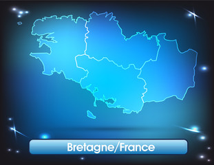 Bretagne mit Grenzen in leuchtend einfarbig