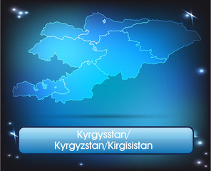 Kirgisistan mit Grenzen in leuchtend einfarbig