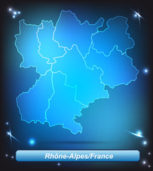 Rhrône-Alpes mit Grenzen in leuchtend einfarbig