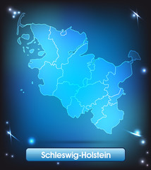 Schleswig-Holstein mit Grenzen leuchtend