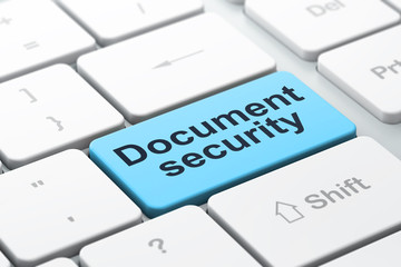 Protection concept: Document Security on computer keyboard