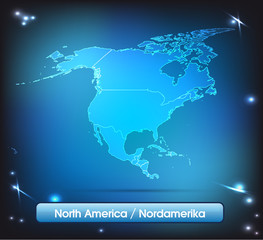 Grenzkarte von Nordamerika in leuchtend einfarbig