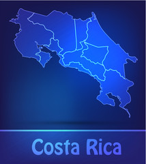 Costa-Rica mit Grenzen in einfarbig Scribble
