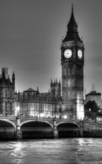 Obraz premium Czarno-białe zdjęcie Big Bena, Londyn, Wielka Brytania