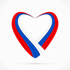 Abstract red blue white heart ribbon flag
