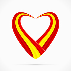Abstract red yellow red heart ribbon flag