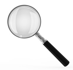 Magnifying glass on white background, clipping path available.