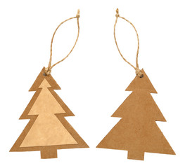Paper tag in form of christmas tree isolated on white background