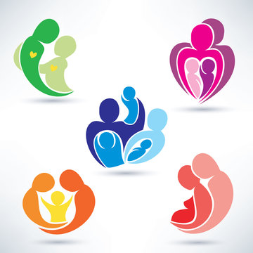 abstract family icons set