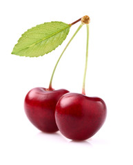 Sweet cherries with leaf