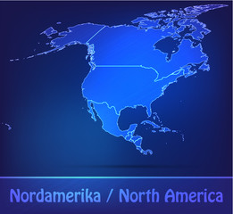 Nordamerika mit Grenzen in einfarbig Scribble