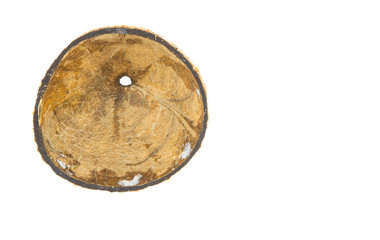 Coconut shell over white background