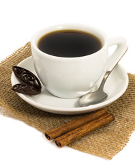 cup of coffee, chocolate and cinnamon