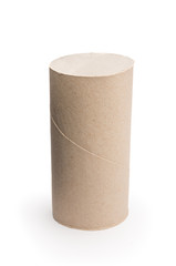 empty cardboard toilet paper isolated on white