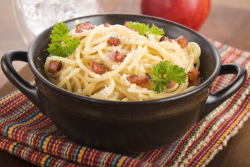 Pasta Carbonara with bacon and cheese