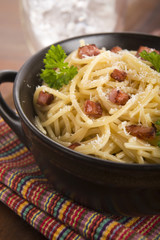 Pasta Carbonara with bacon and cheese